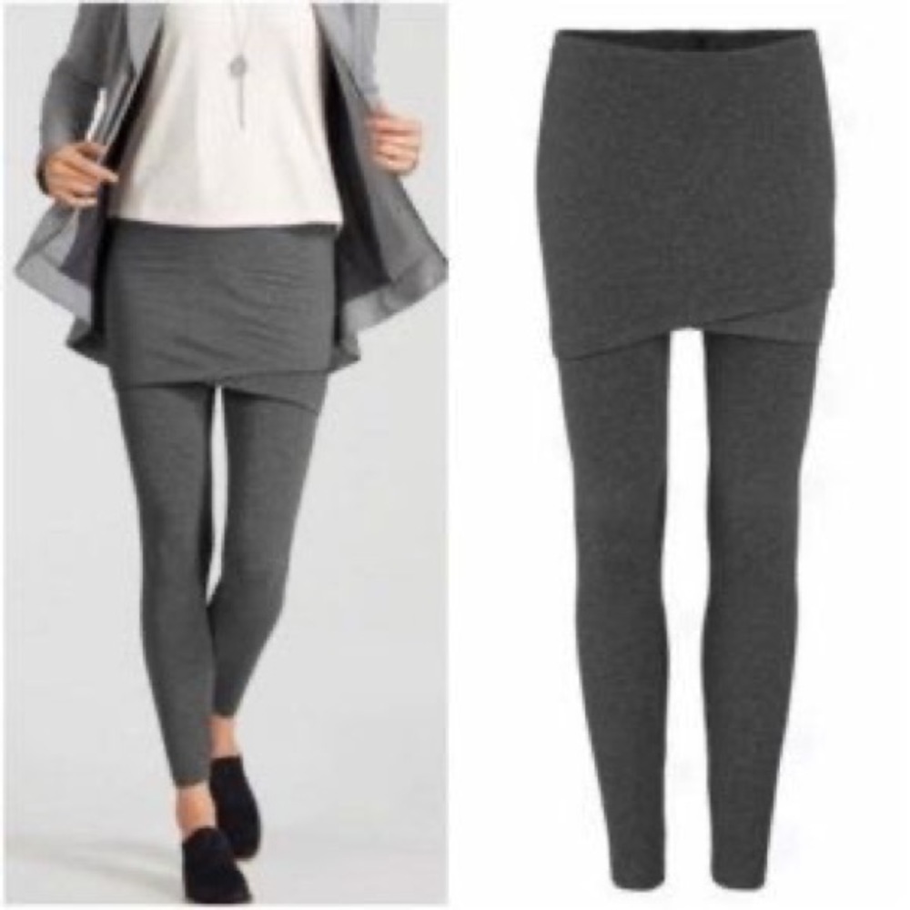 Cabi M’Leggings Gray Knit Jersey Leggings + Skirt